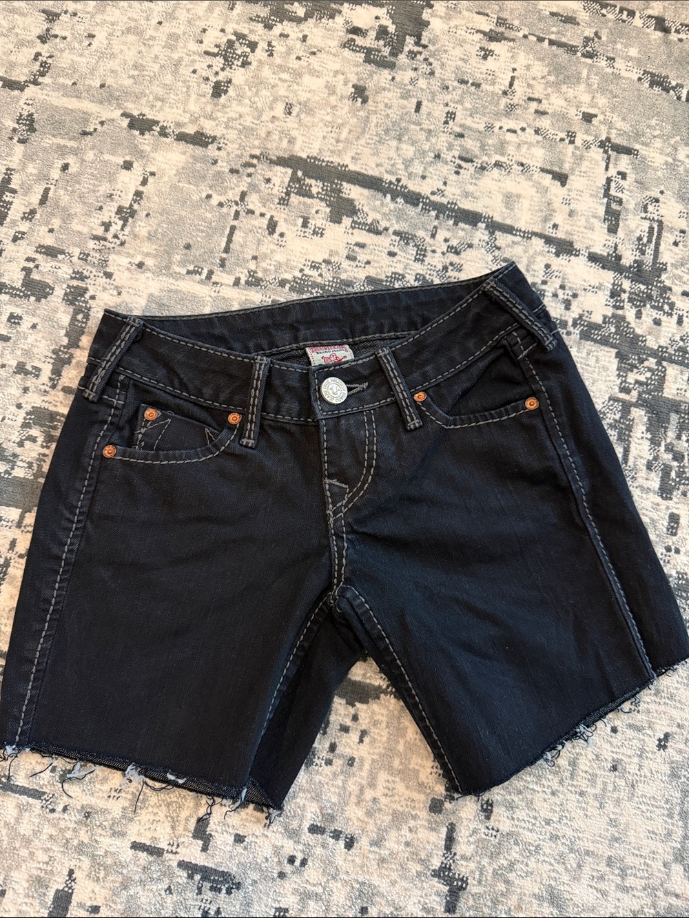True Religion Black Denim Cutoff Shorts